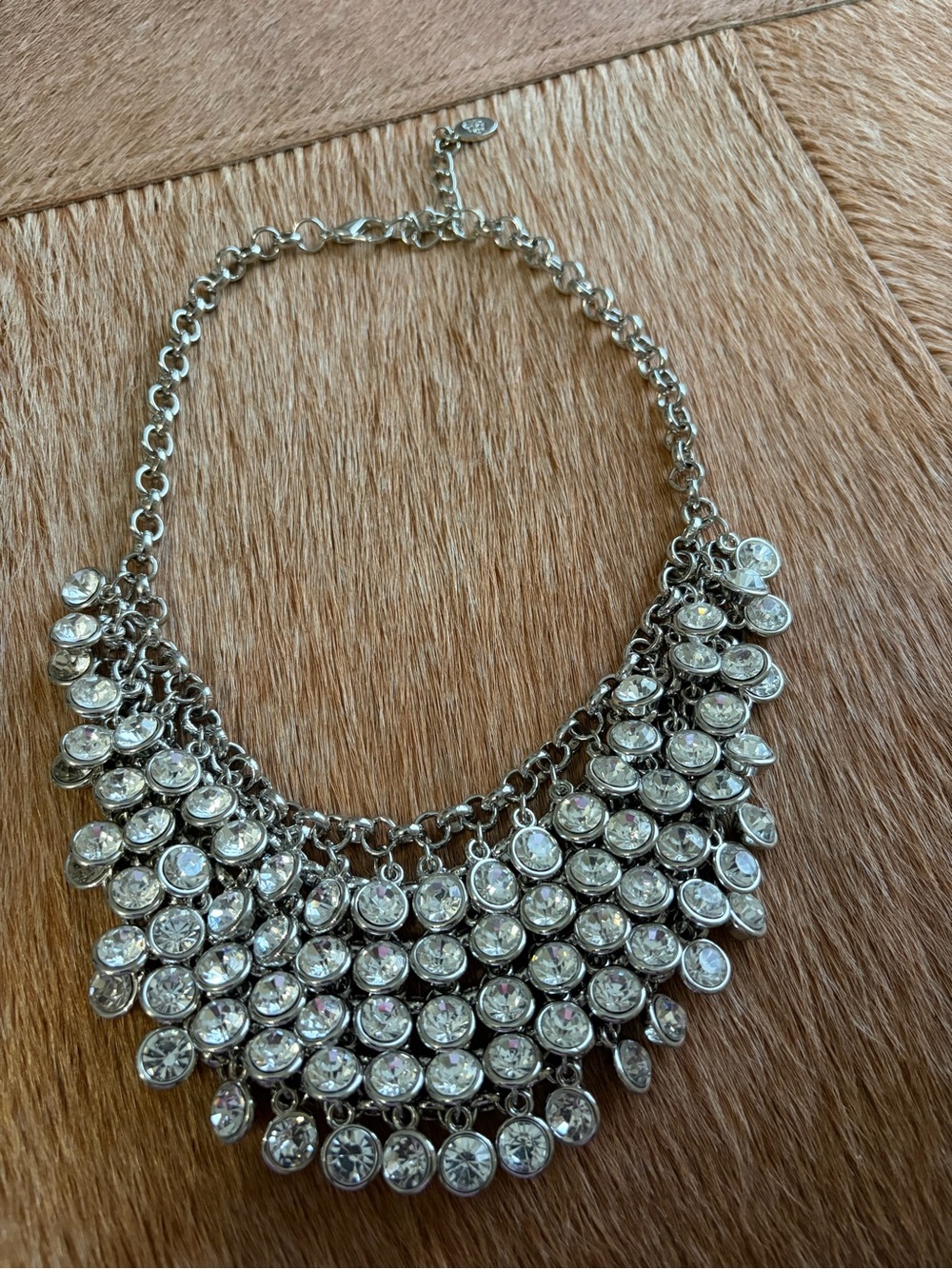 Silver Crystal Statement Necklace with Matching Earrings - Women Jewelry
